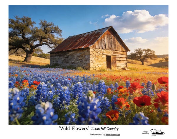 "Wild Flowers Texas Hill Country" generated by AI - 11x14 print
