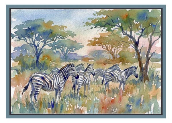 Fine Art Greeting Card 5 x 7 "Zebras on Alert" by AI Generated