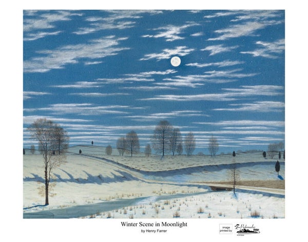 "Winter Scene in Moonlight" by Henry Farrer - 11 x 14 reproduction print