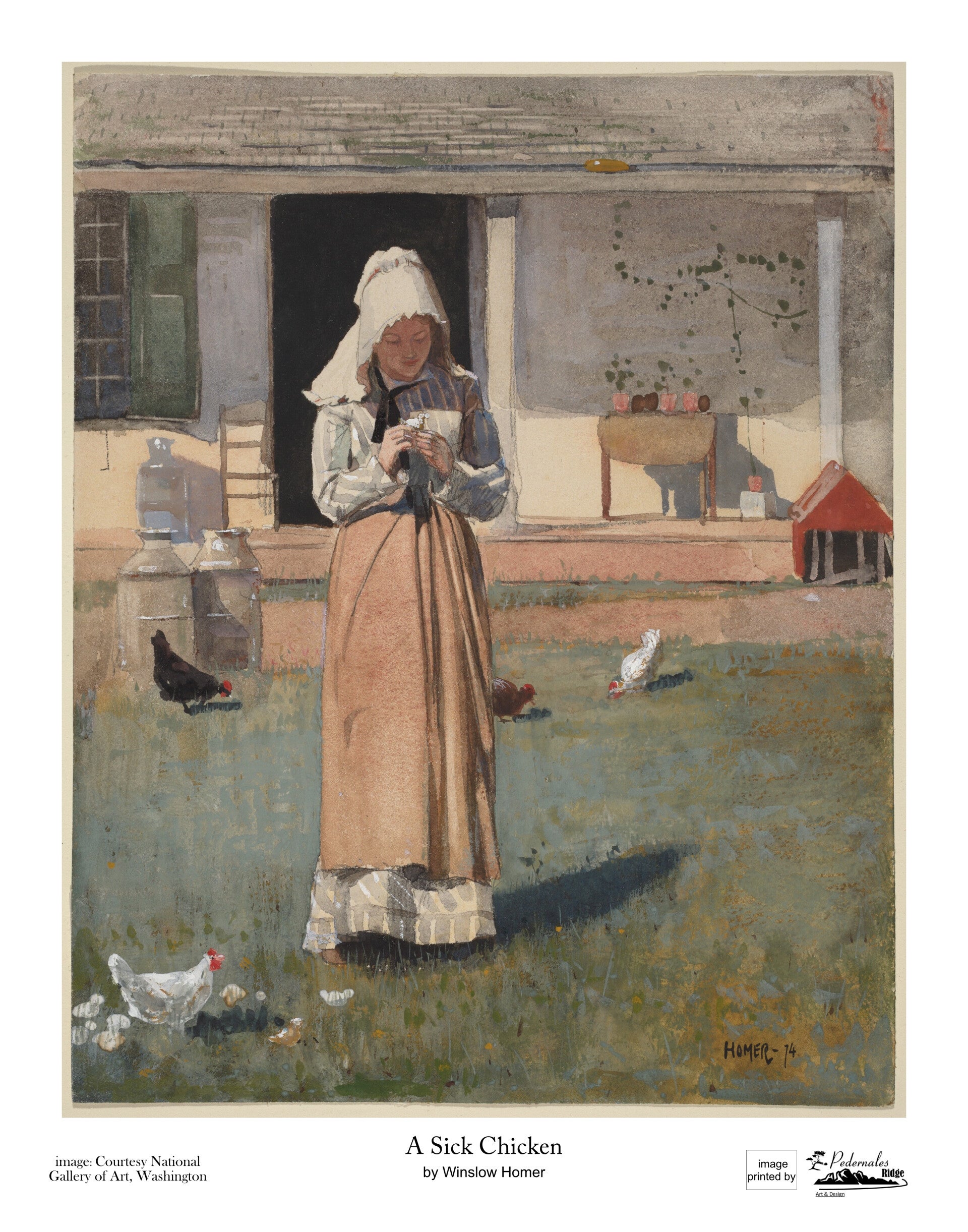 "A Sick Chicken" by Winslow Homer -  11 x 14 reproduction print