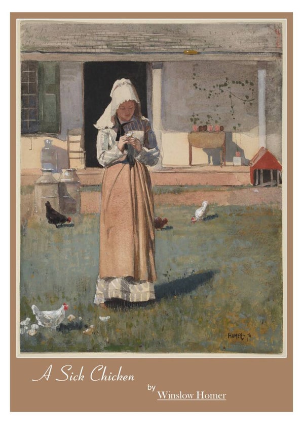 "A Sick Chicken" by Winslow Homer - Fine Art Greeting Card 5 x 7