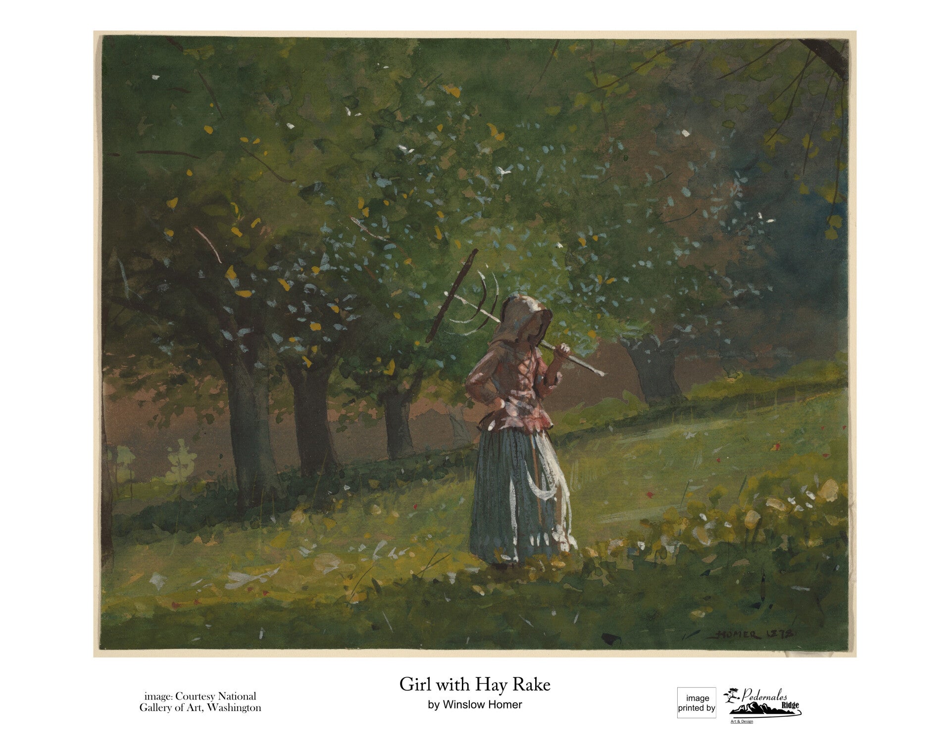 "Girl with Hay Rake" by Winslow Homer - 11 x 14 reproduction print