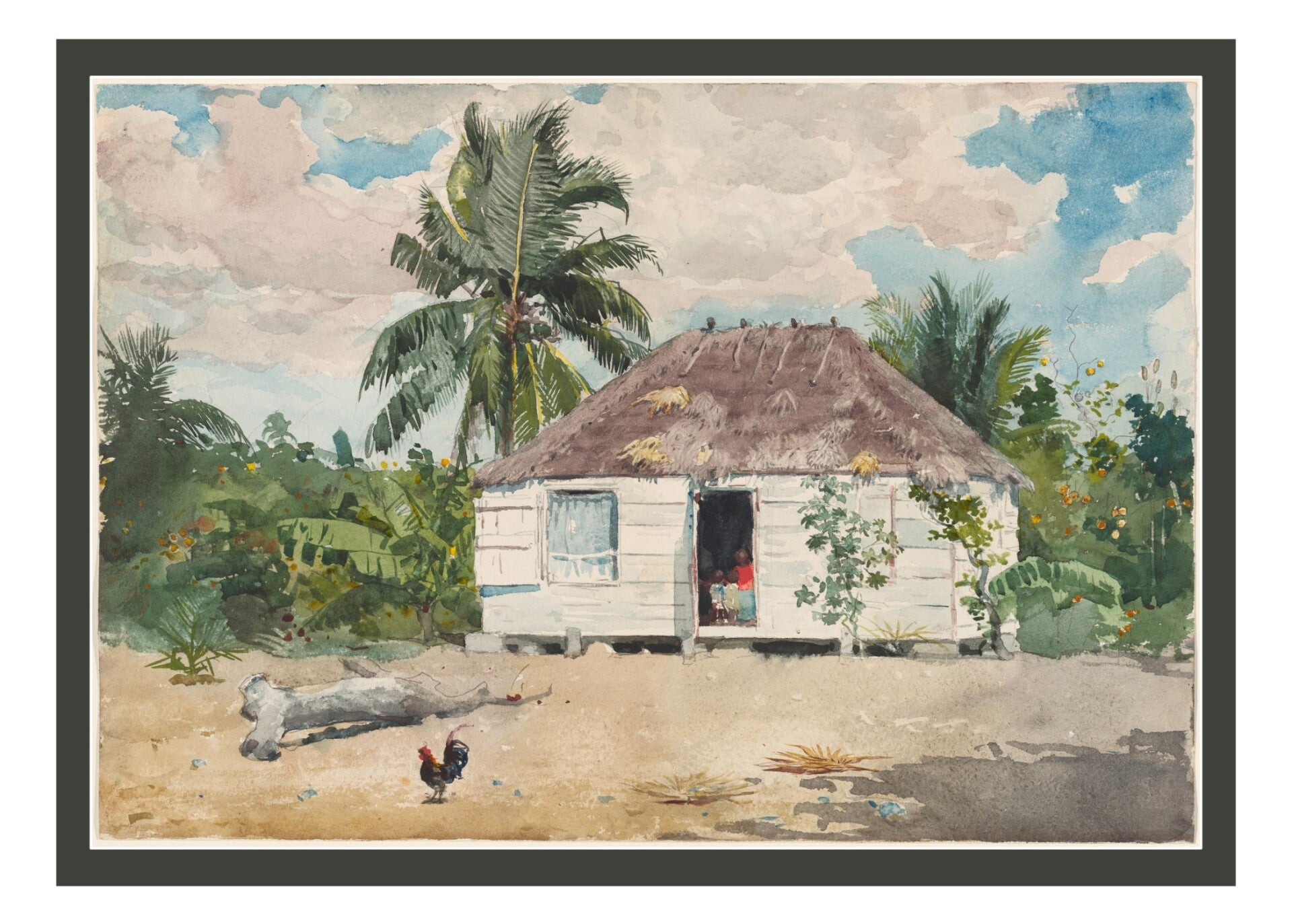 "Native hut at Nassau" by Winslow Homer - Fine Art Greeting Card 5 x 7
