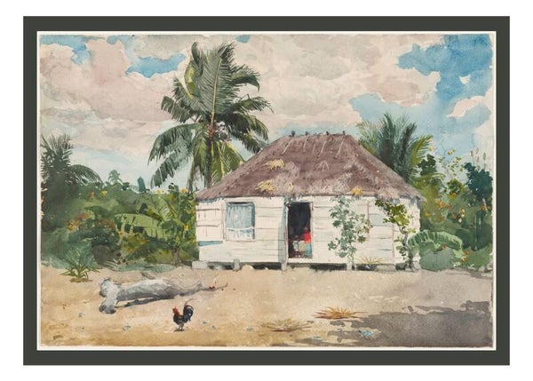 "Native hut at Nassau" by Winslow Homer - Fine Art Greeting Card 5 x 7