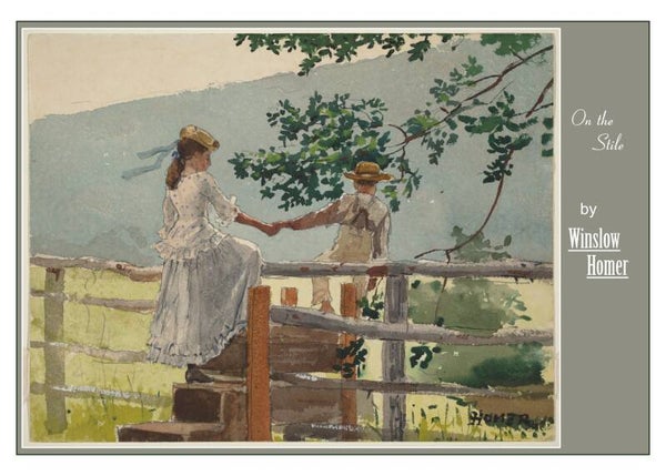 Fine Art Greeting Card 5 x 7 "On the Stile" by Winslow Homer - American