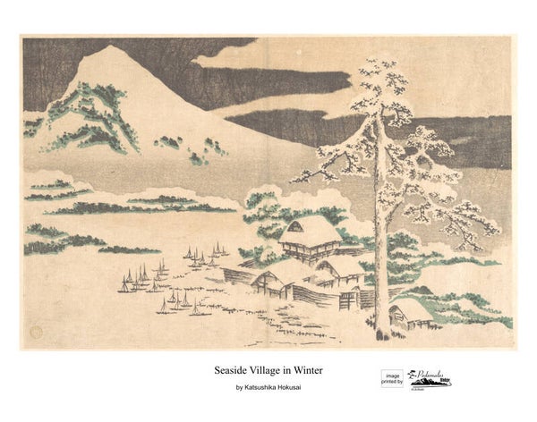 "Seaside Village in Winter" by Katsushika Hokusai - 11x14 reproduction print