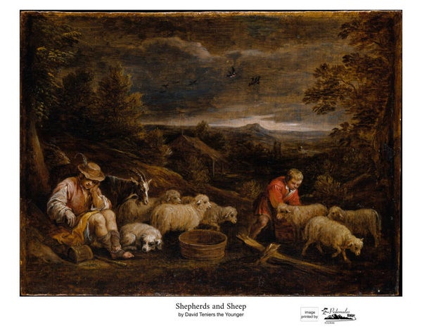 "Shepherds and Sheep" by David Teniers the Younger 11x14 reproduction print