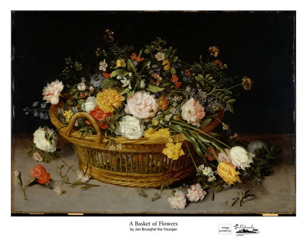 "A Basket of Flowers" by Jan Brueghel the Younger 11x14 reproduction print