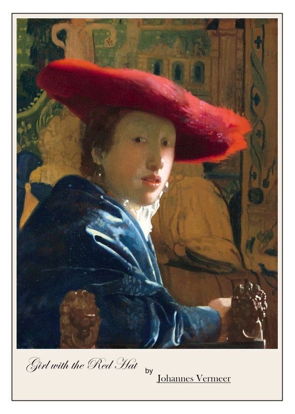 Fine Art Greeting Card 5 x 7 "Girl with the Red Hat" by Johannes Vermeer - Dutch