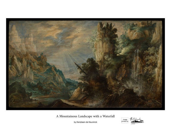 "A Mountainous Landscape with a Waterfall" by Kerstiaen de Keuninck 11x14 reproduction print