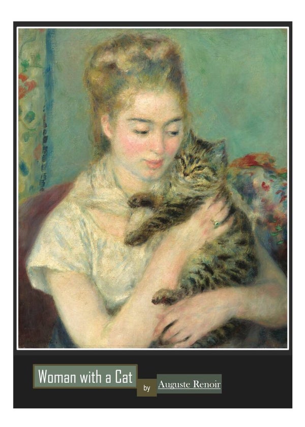 "Woman with a Cat" by Auguste Renoir - Fine Art Greeting Card 5x7