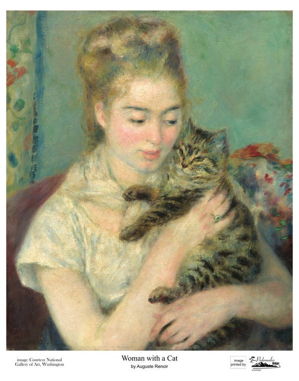 "Woman with a Cat" by Auguste Renoir - 11x14 reproduction print