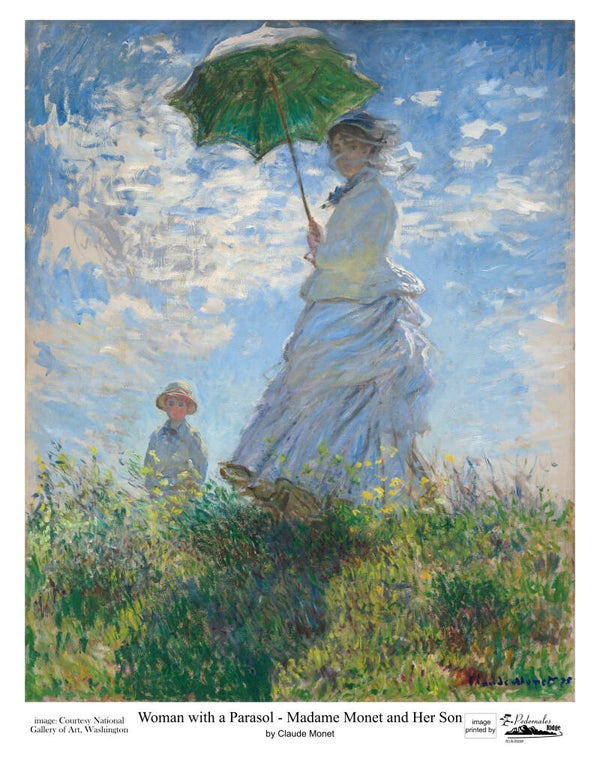"Woman with a Parasol - Madame Monet and Her Son" by Claude Monet - 11x14 reproduction print