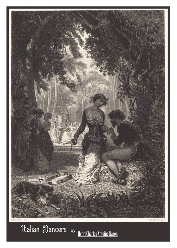 Fine Art Greeting Card 5 x 7 "Italian Dancers" by Henri Charles Antoine Baron - French