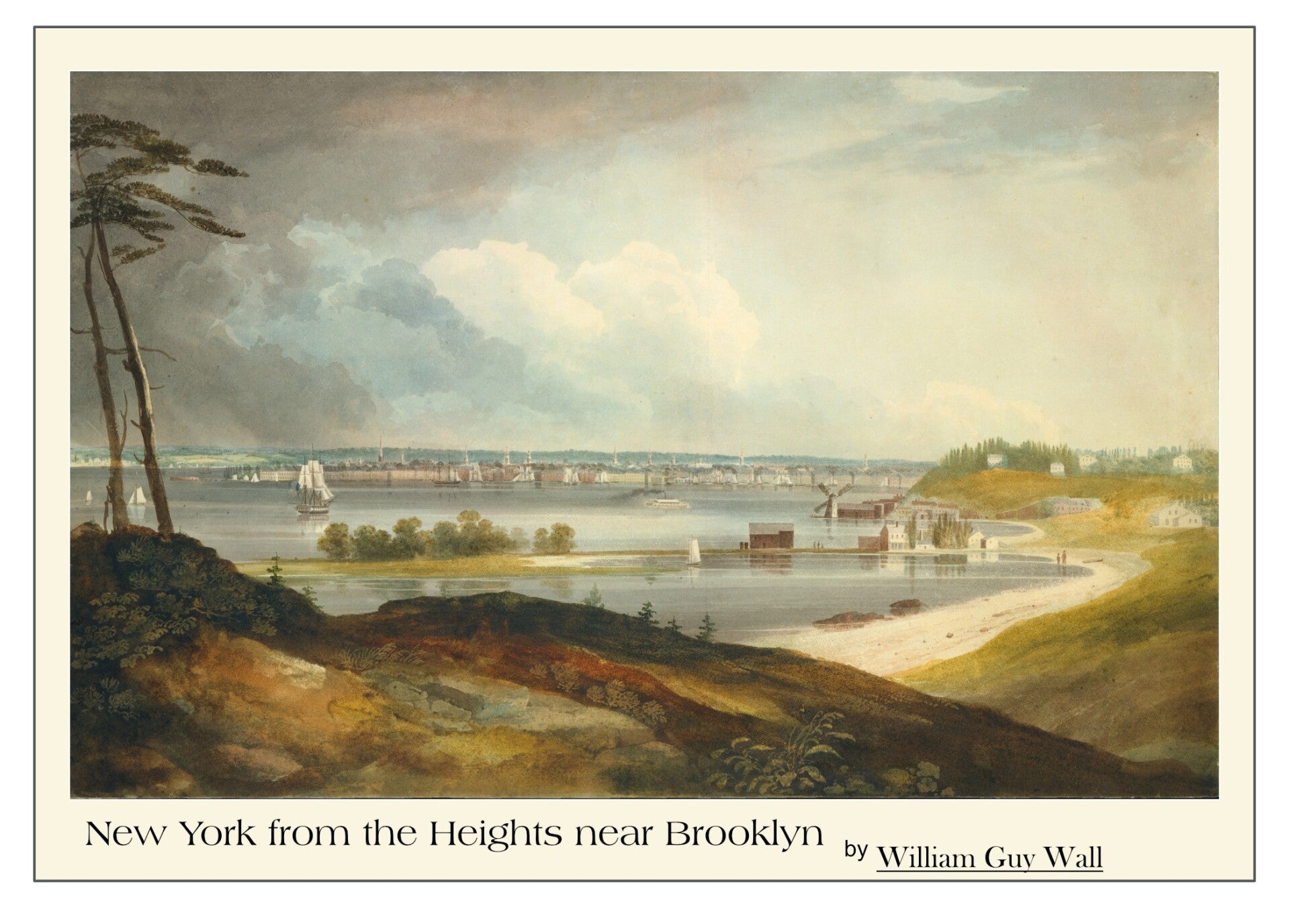 Fine Art Greeting Card 5 x 7 "New York from the Heights near Brooklyn" by William Guy Wall - Irish/American