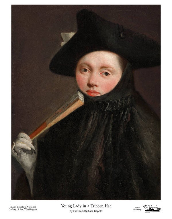 "Young Lady in a Tricorn Hat" by Giovanni Battista Tiepolo - 11x14 reproduction print