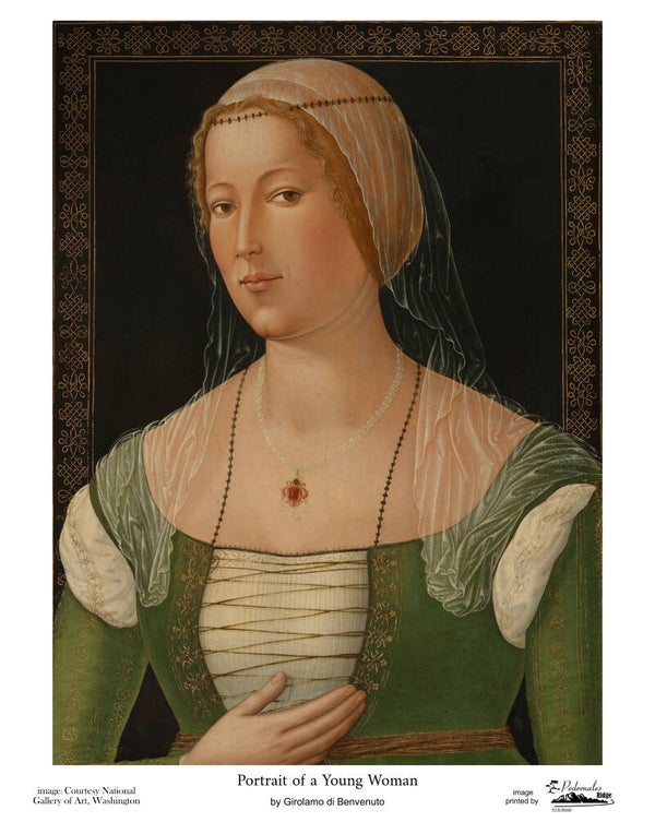 "Portrait of a Young Woman" by Girolamo di Benvenuto - 11x14 reproduction print