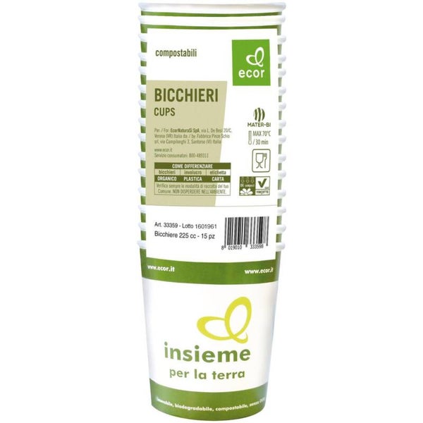 Bicchieri cartone e Mater-Bi 15pz - Ecor - 33359 - *2404