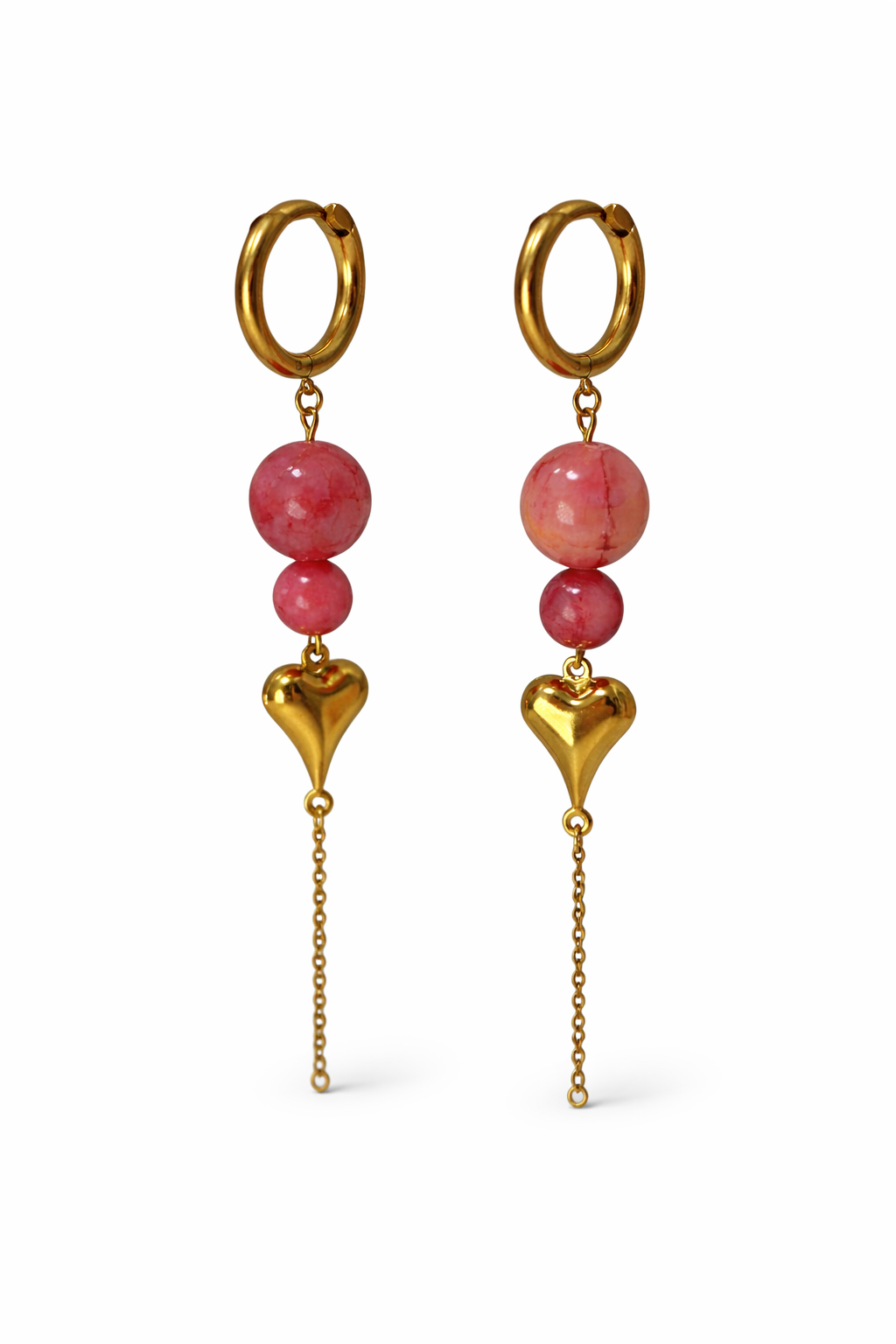 Golden Blush Heart Hoops