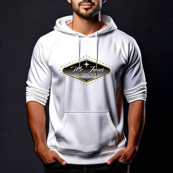 Witte sweater met capuchon, unisex. Mr. Jones & Just In Case