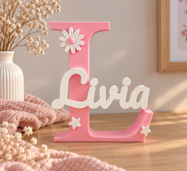 🌸 Prénom personnalisé en 3D – 13 × 11 cm