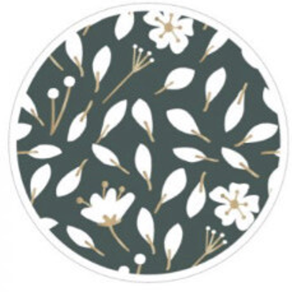 Groen/witte bloemen sticker