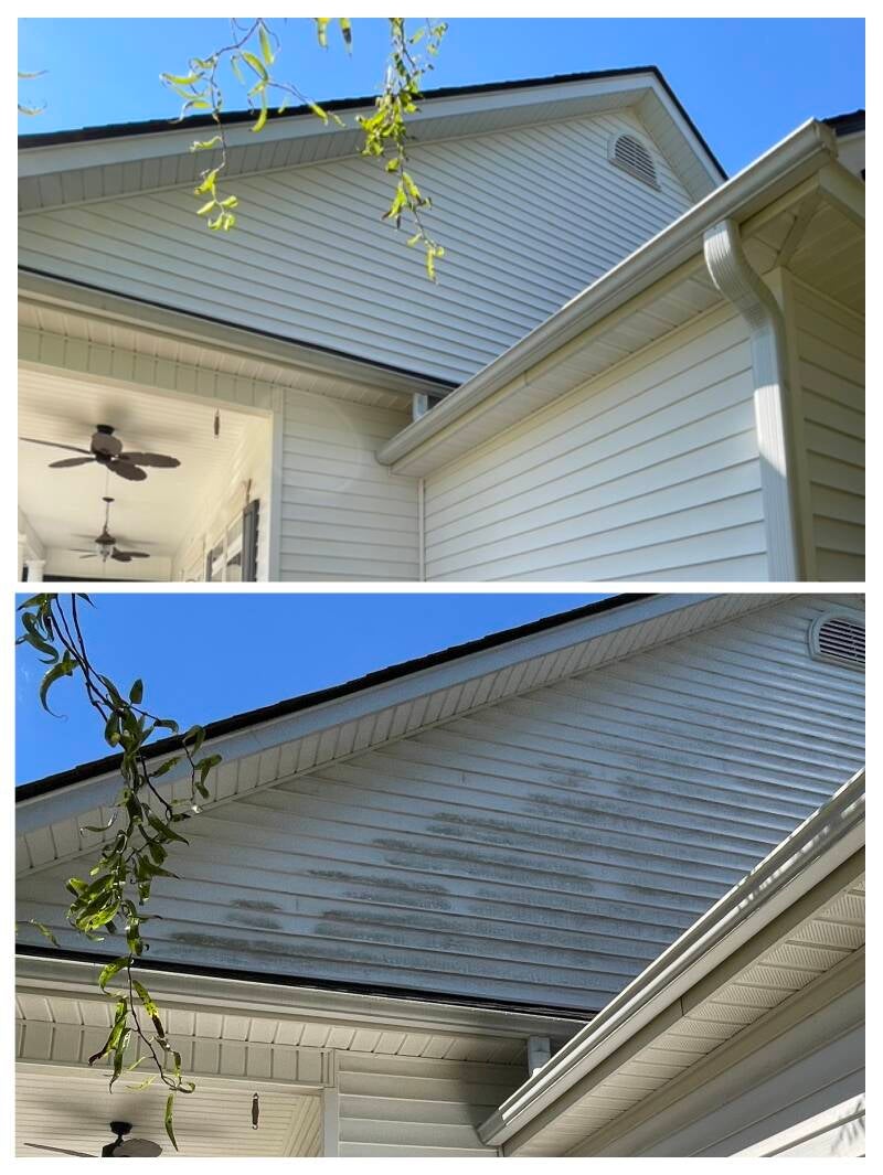 Before and after pressure washing results by Emerald Green Pressure and Soft Wash in Myrtle Beach, SC