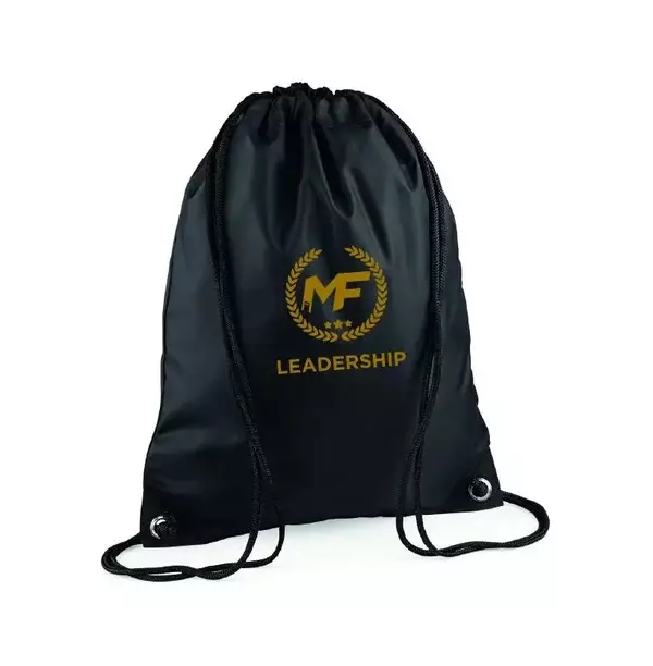 MF Leadership Black Draw String Bag