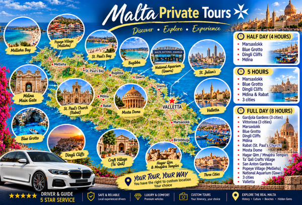 3 Hour Private Tour, Do it your way! 🇲🇹