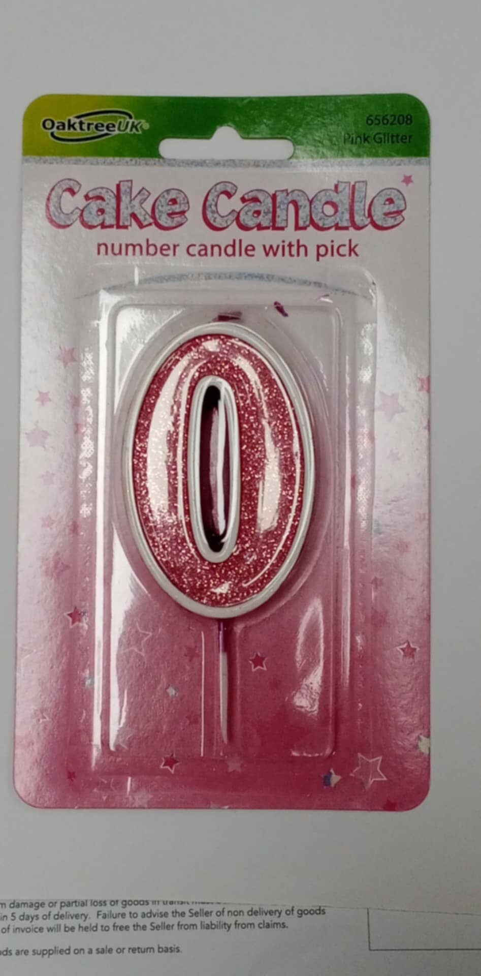 0 Pink birthday candle