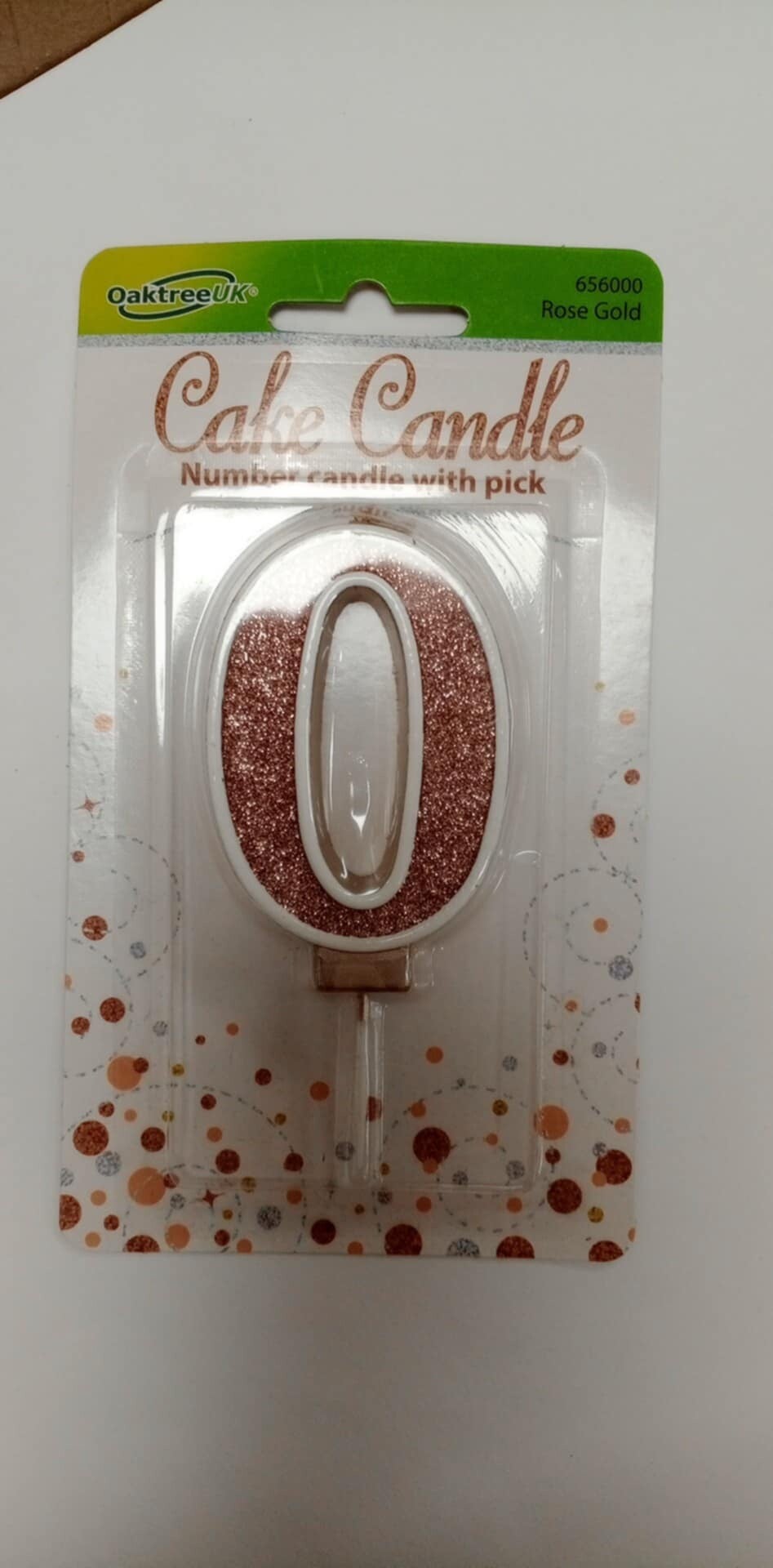 0 Rose gold birthday candle