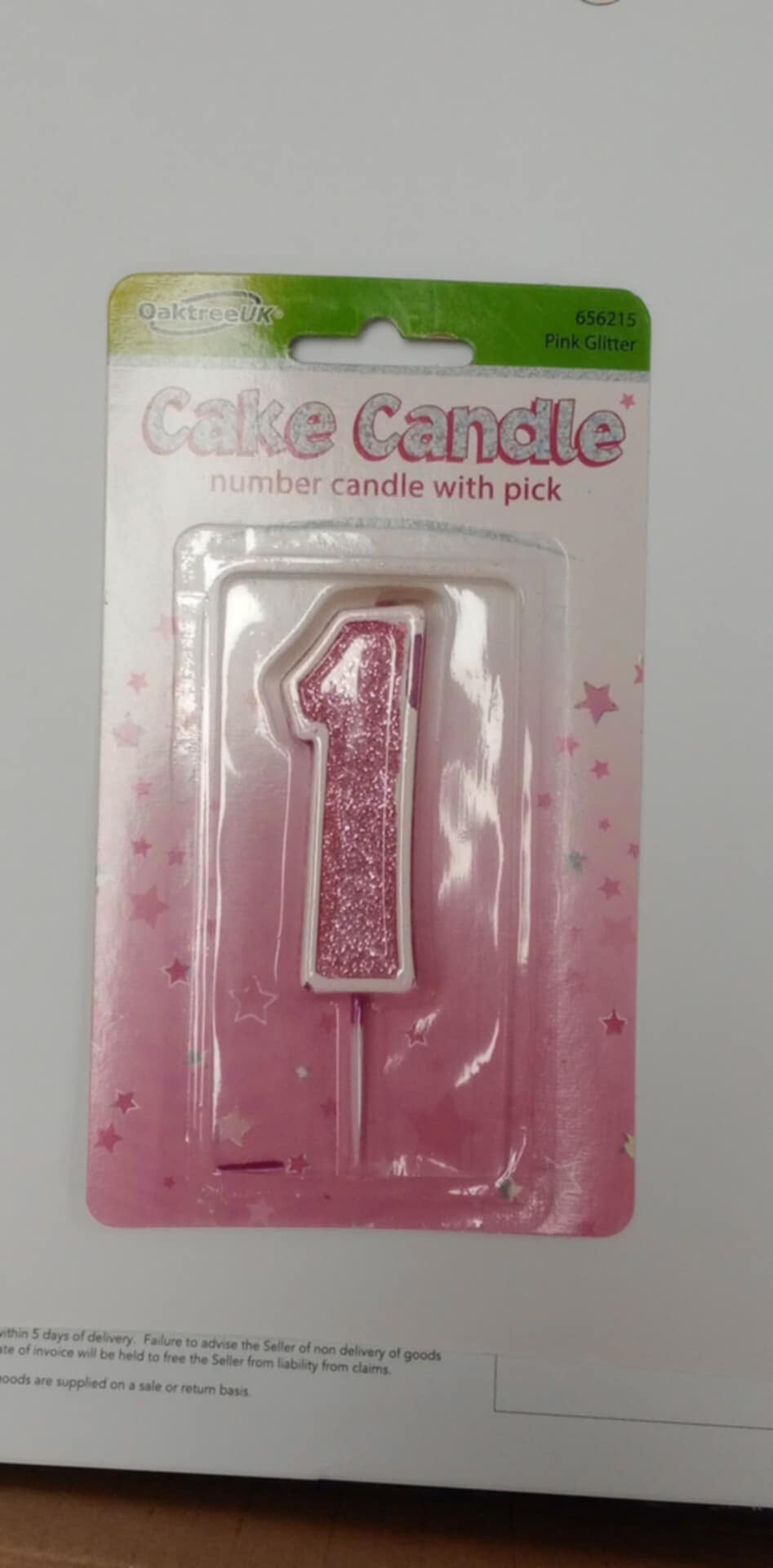 1 Pink birthday candle