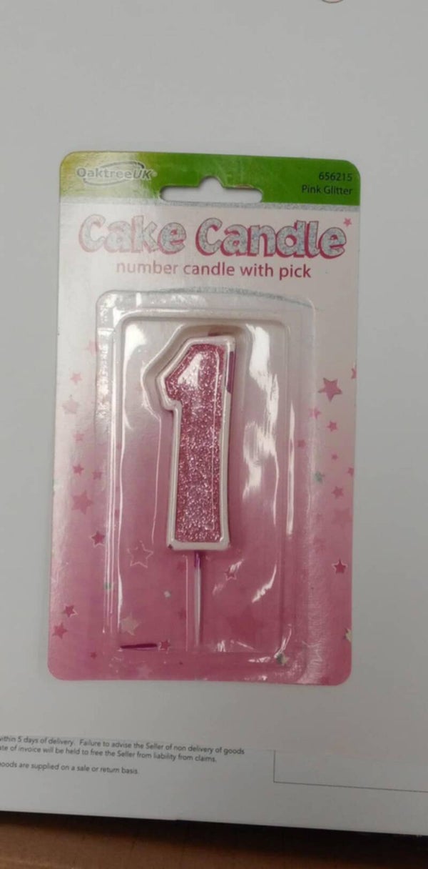1 Pink birthday candle