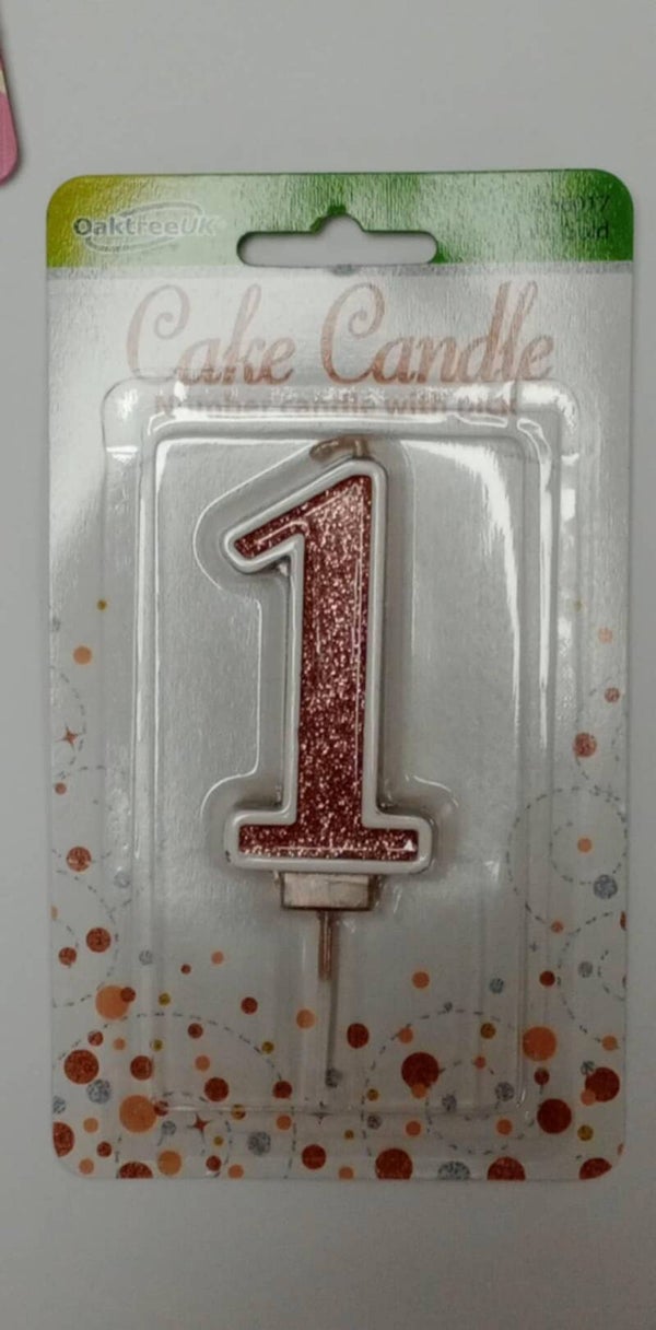 1 Rose gold birthday candle