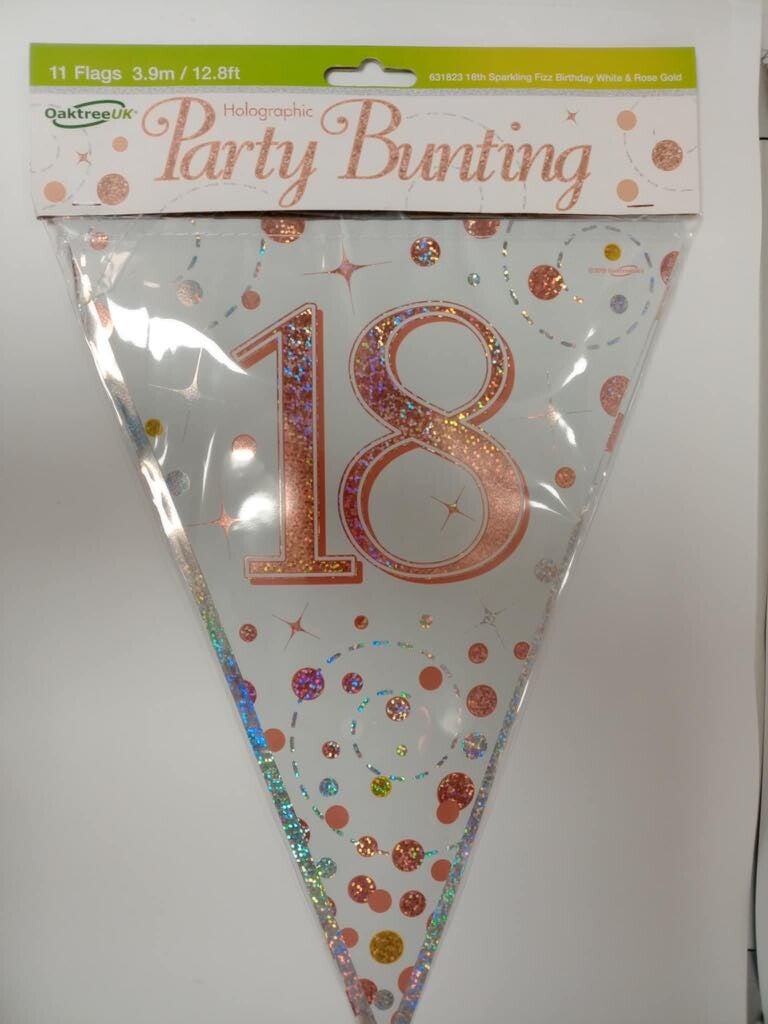 Rose gold 18th bunting