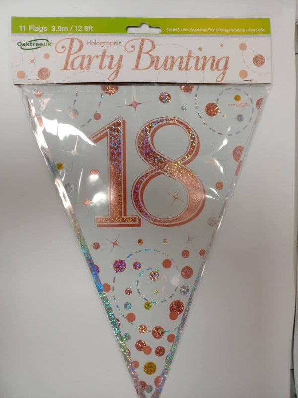 Rose gold 18th bunting