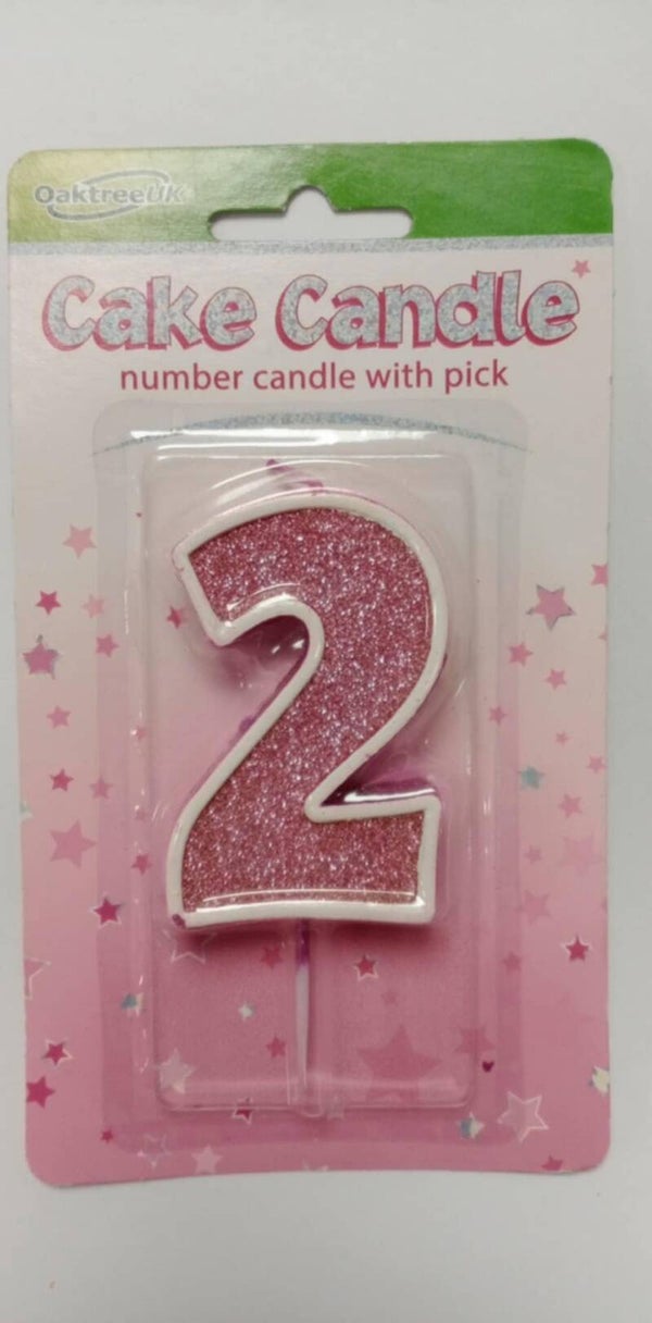 2 Pink birthday candle