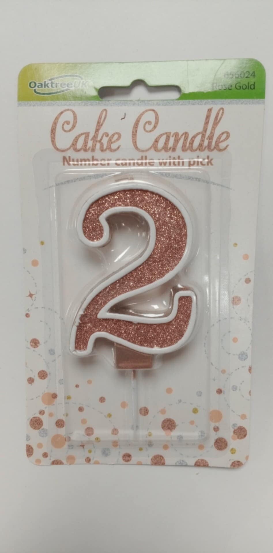 2 Rose gold birthday candle