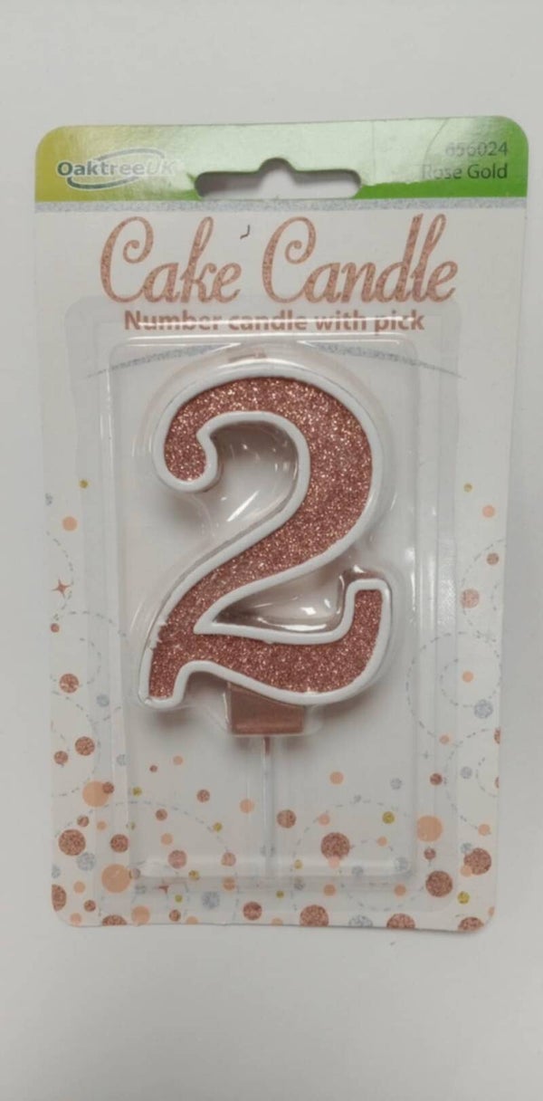 2 Rose gold birthday candle