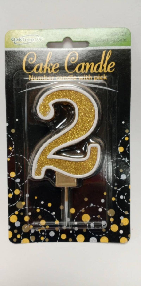 2 Gold birthday candle