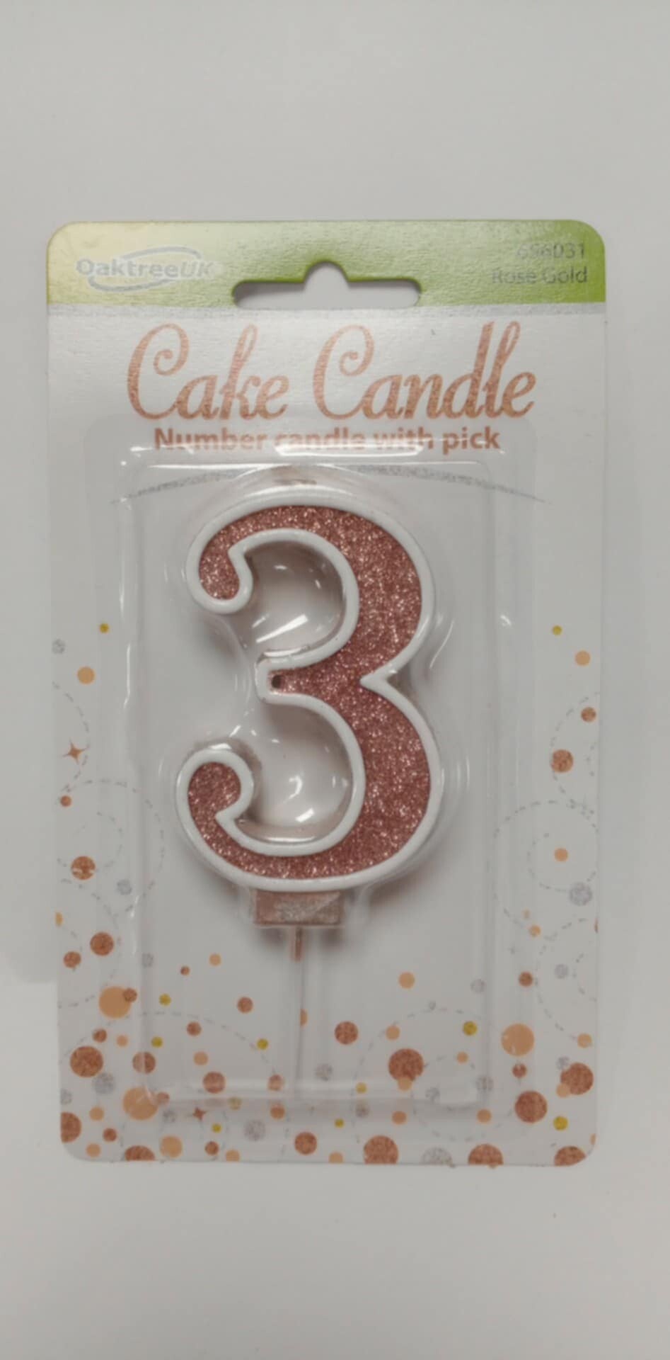 3 Rose gold birthday candle