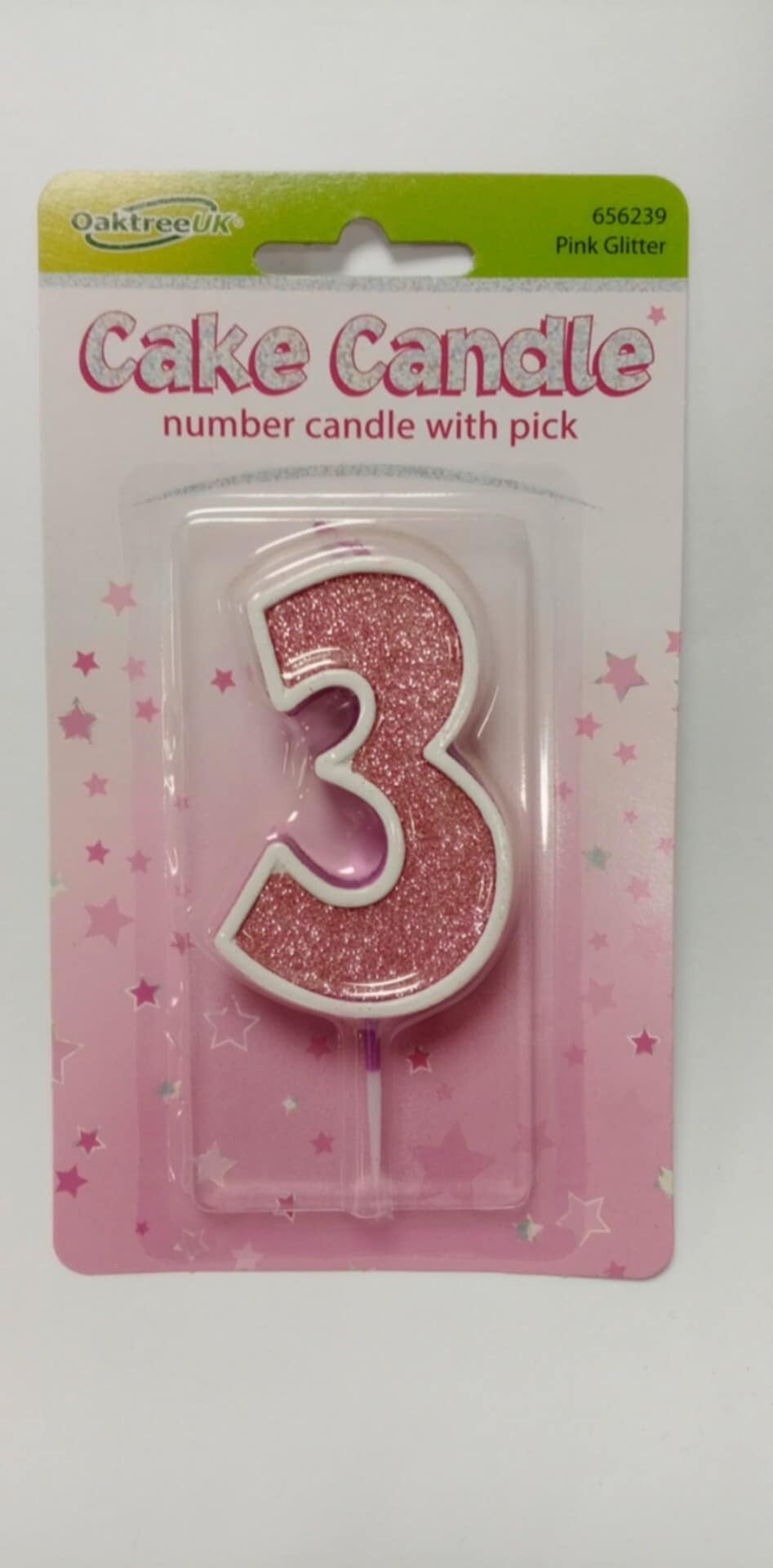 3 Pink birthday candle