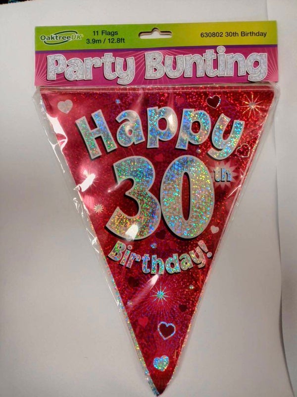 Pink 30th bunting