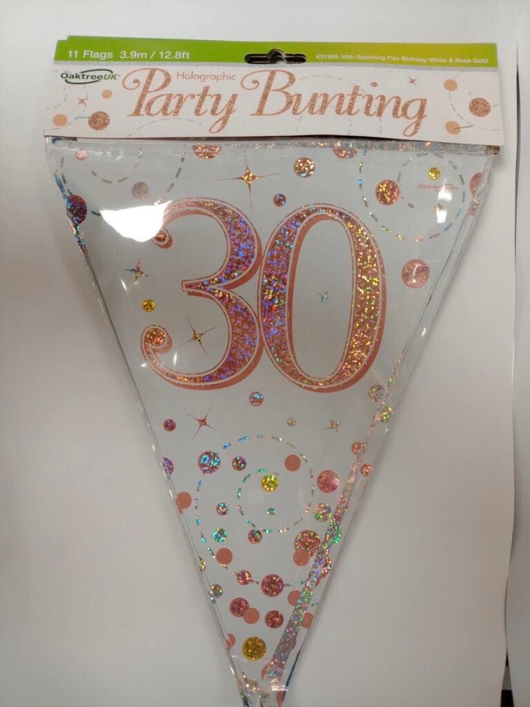 Rose gold 30th bunting
