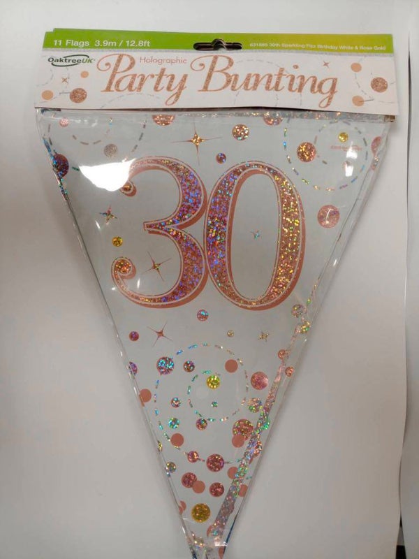 Rose gold 30th bunting