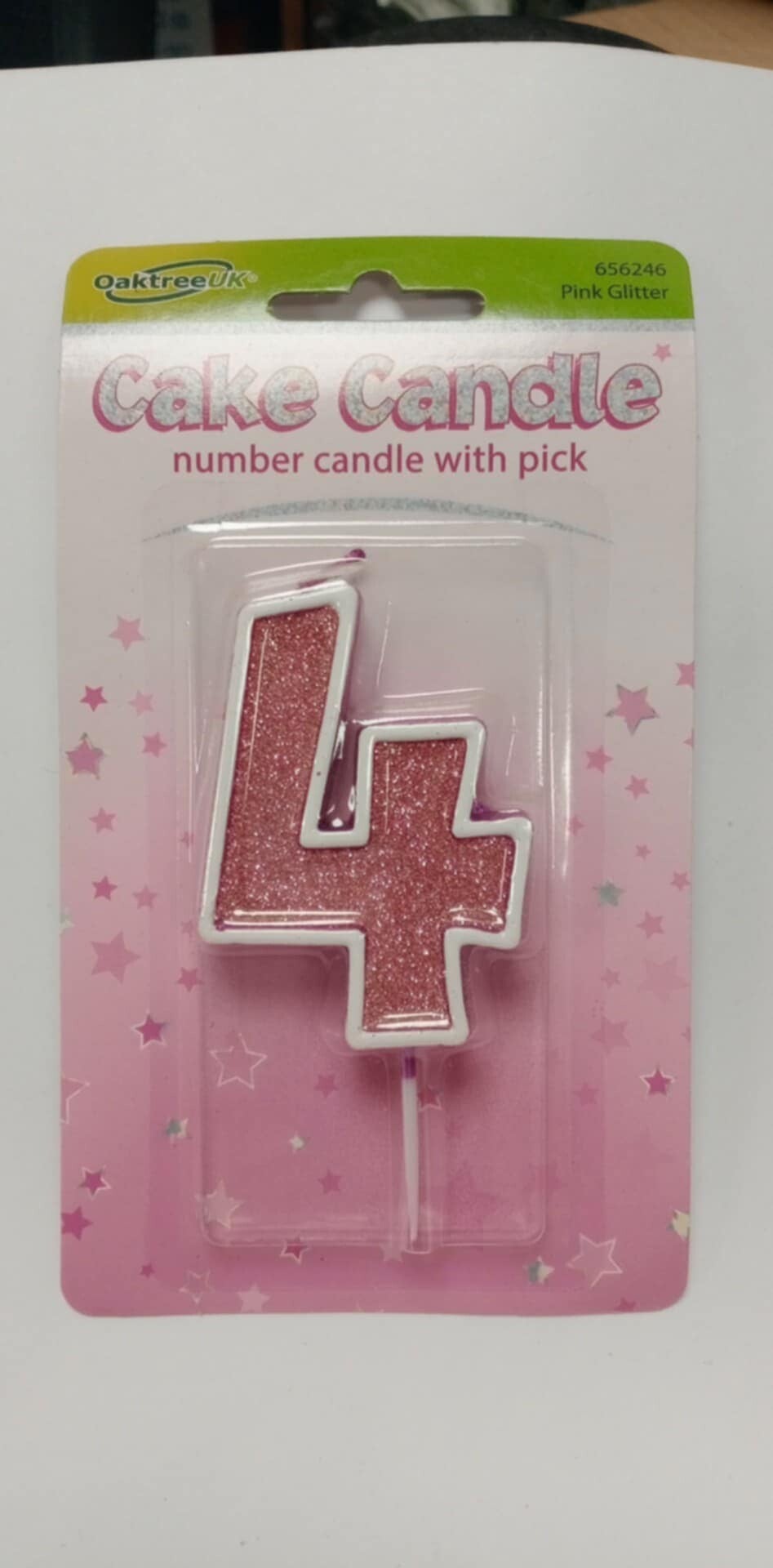 4 Pink birthday candle
