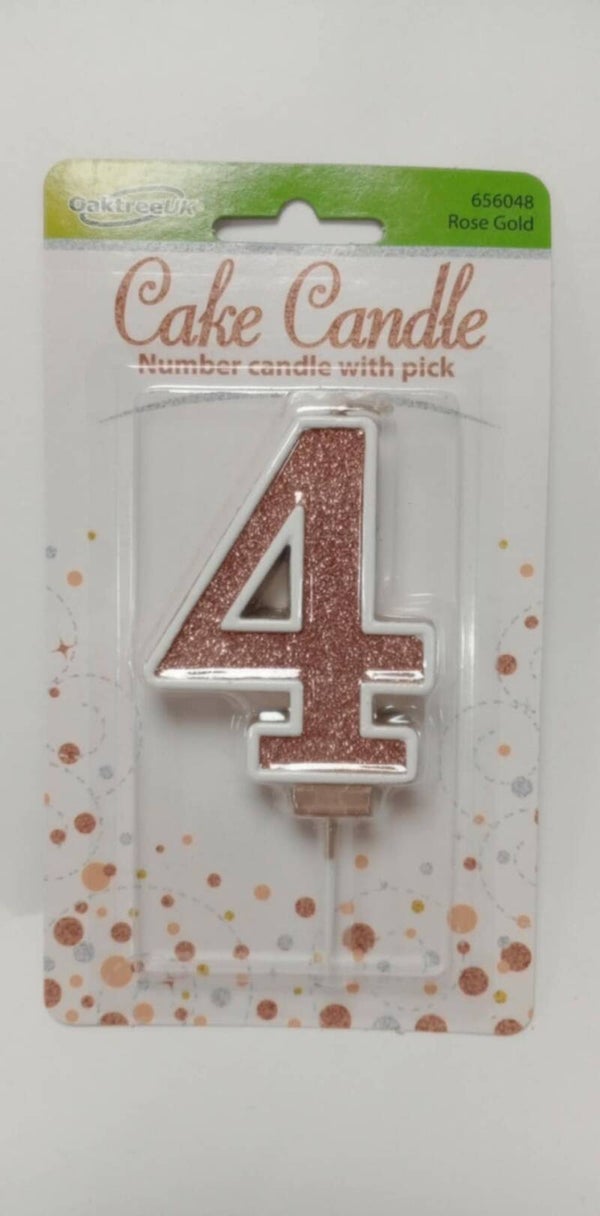 4 Rose gold birthday candle