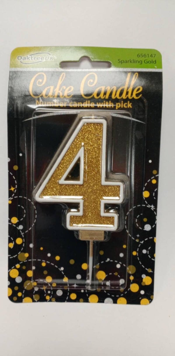 4 Gold birthday candle
