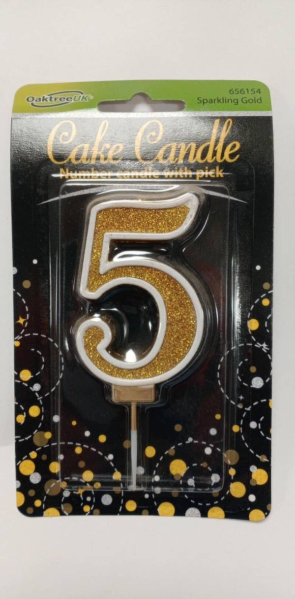 5 Gold birthday candle