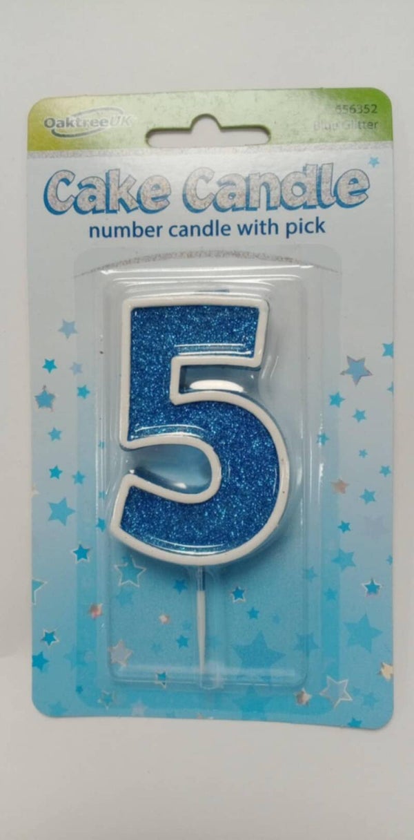 5 Blue birthday candle